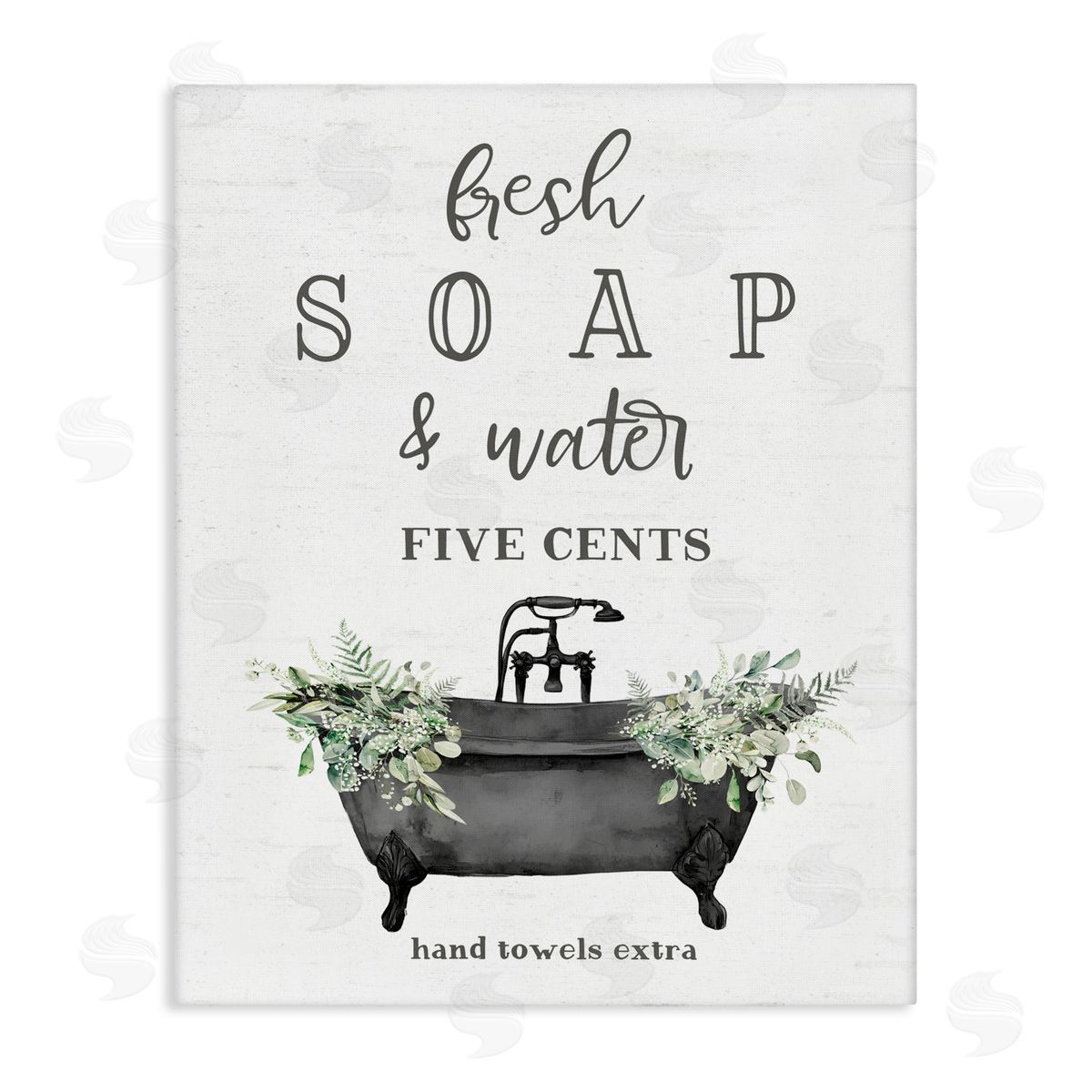 Lettered and Lined Fresh Soap & Water Bath Canvas Wall Art Print