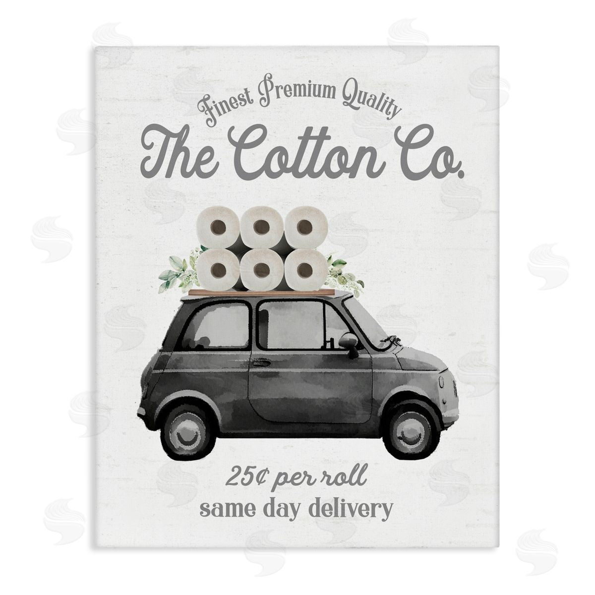 Lettered and Lined Cotton Co Toilet Paper Delivery Canvas Wall Art Print