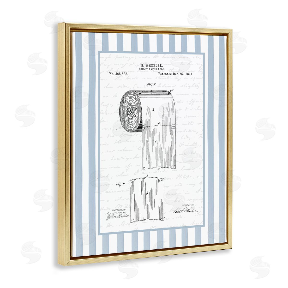 Lettered and Lined Vintage Patent Toilet Paper Canvas Wall Art Print