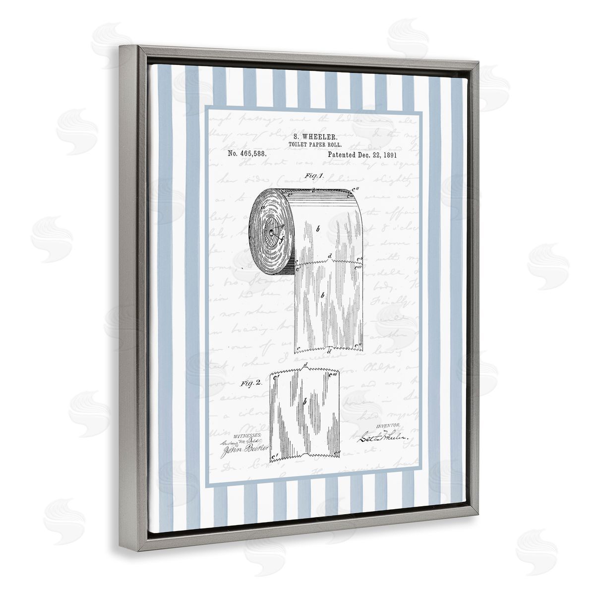 Lettered and Lined Vintage Patent Toilet Paper Canvas Wall Art Print