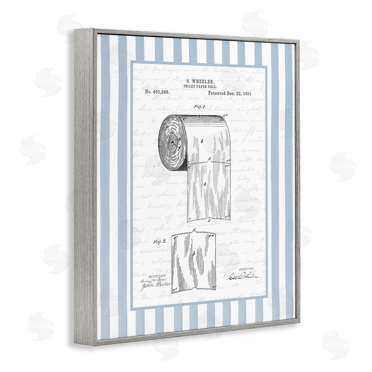 Lettered and Lined Vintage Patent Toilet Paper Canvas Wall Art Print