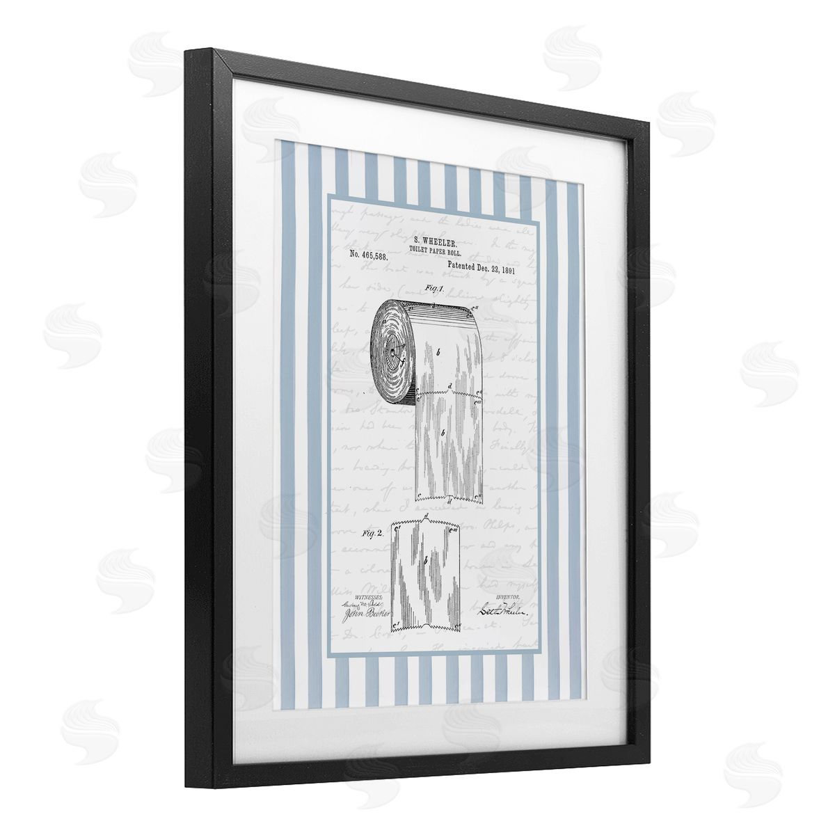 Lettered and Lined Vintage Patent Toilet Paper Canvas Wall Art Print
