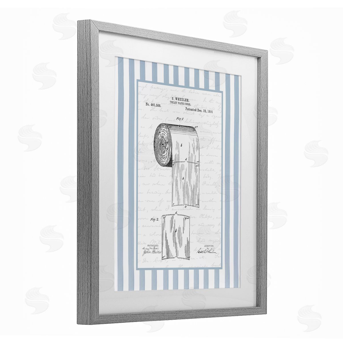 Lettered and Lined Vintage Patent Toilet Paper Canvas Wall Art Print