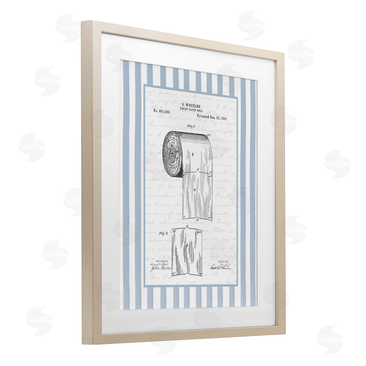 Lettered and Lined Vintage Patent Toilet Paper Canvas Wall Art Print