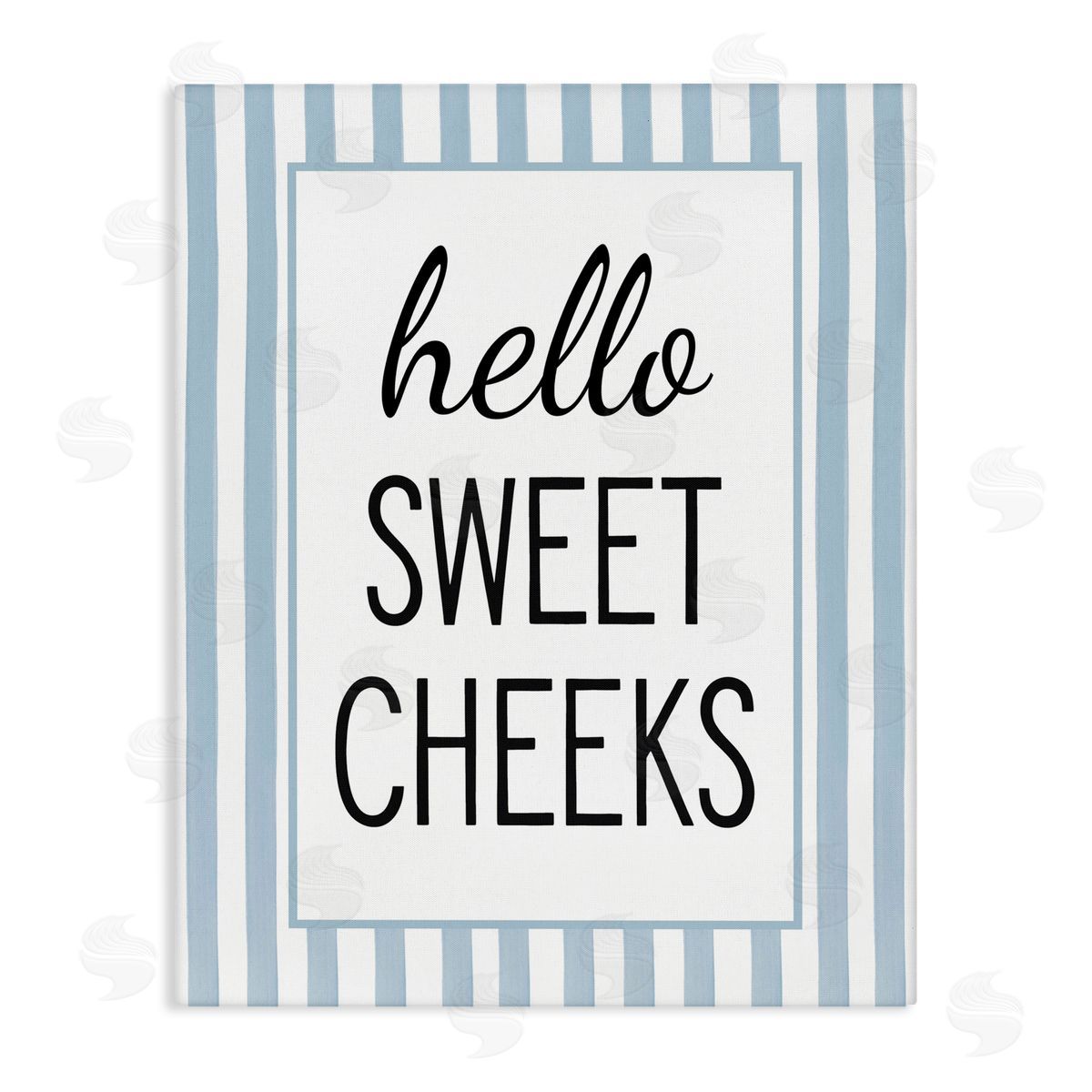 Lettered and Lined Hello Sweet Cheeks on Stripes Canvas Wall Art Print