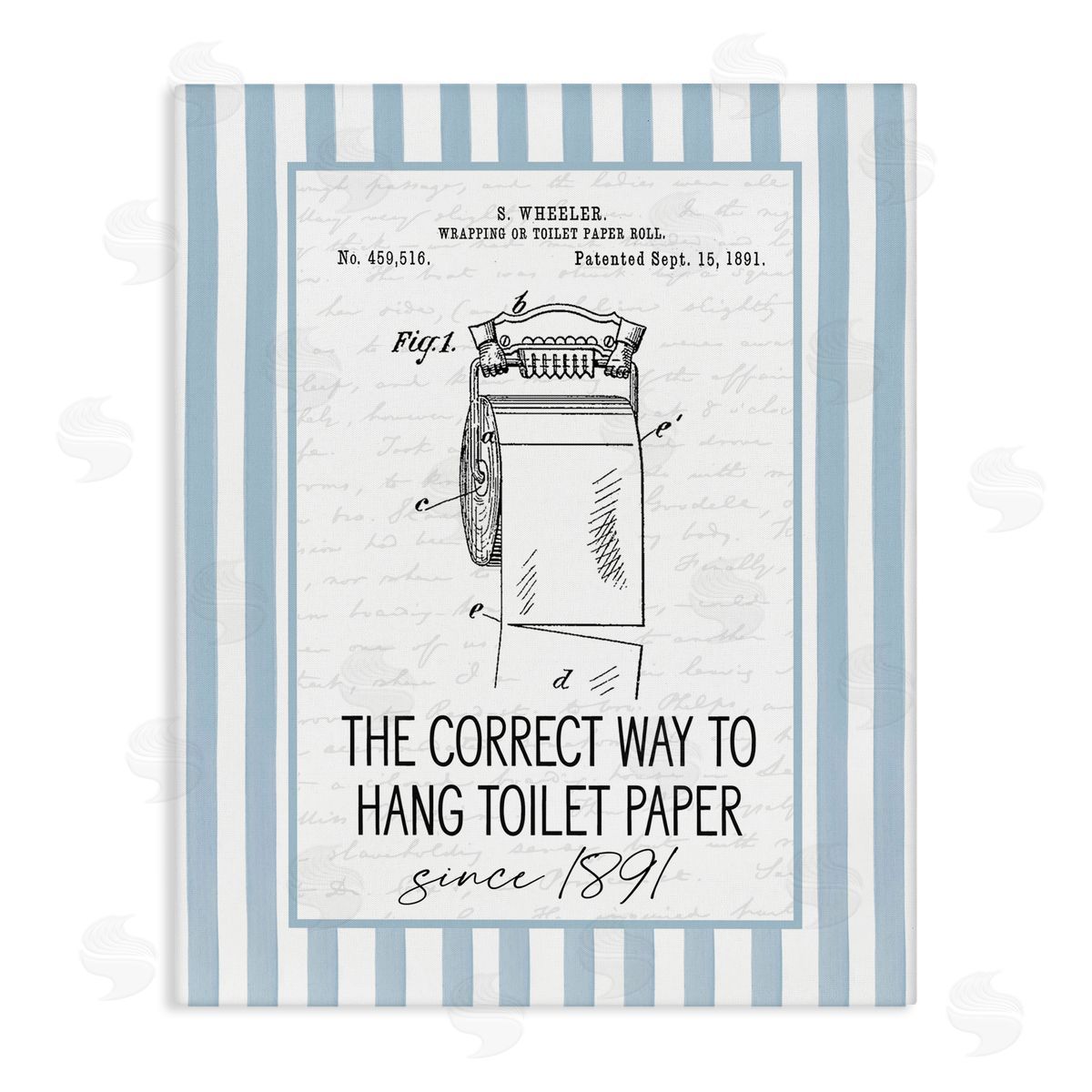 Lettered and Lined Correct Way Toilet Paper Canvas Wall Art Print