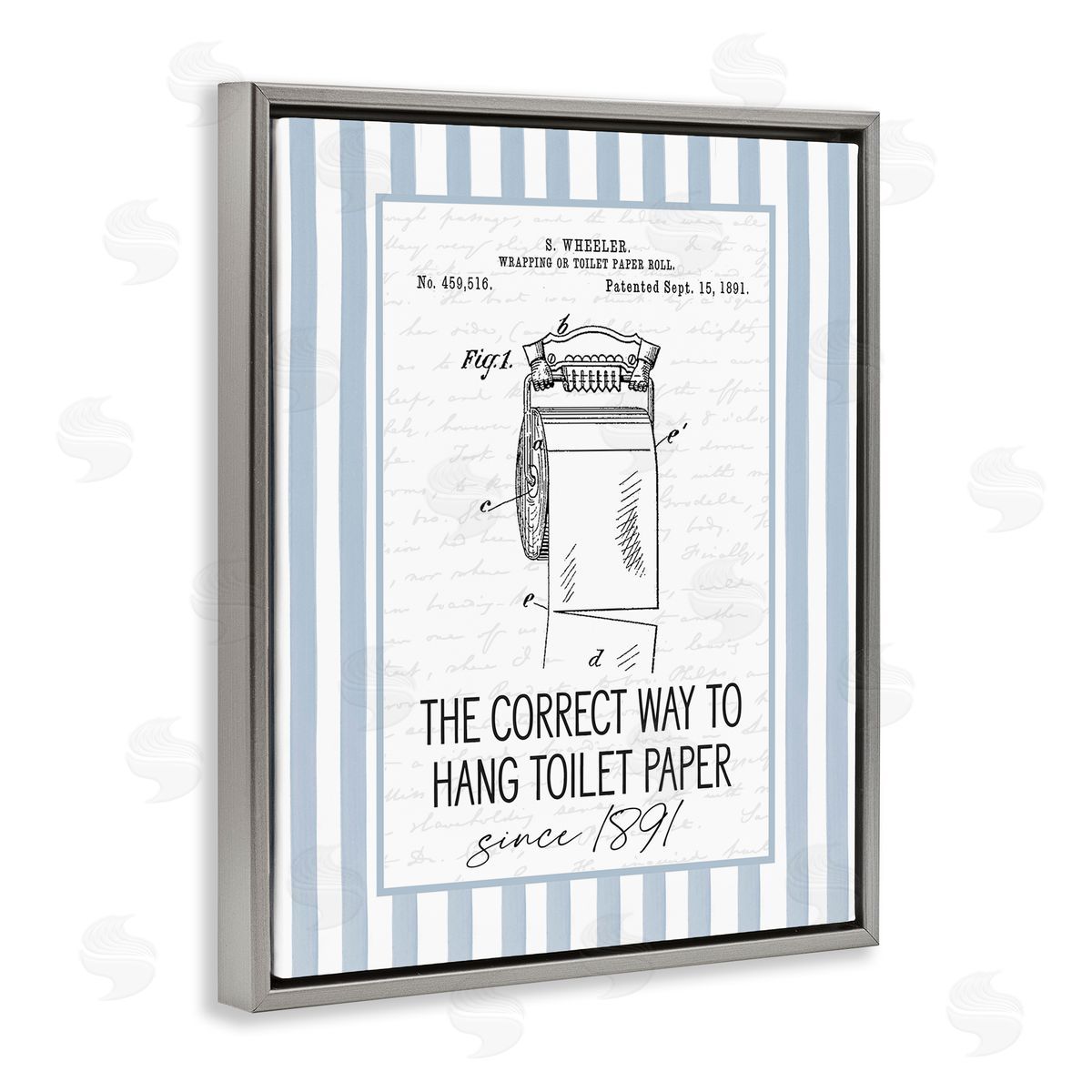 Lettered and Lined Correct Way Toilet Paper Canvas Wall Art Print