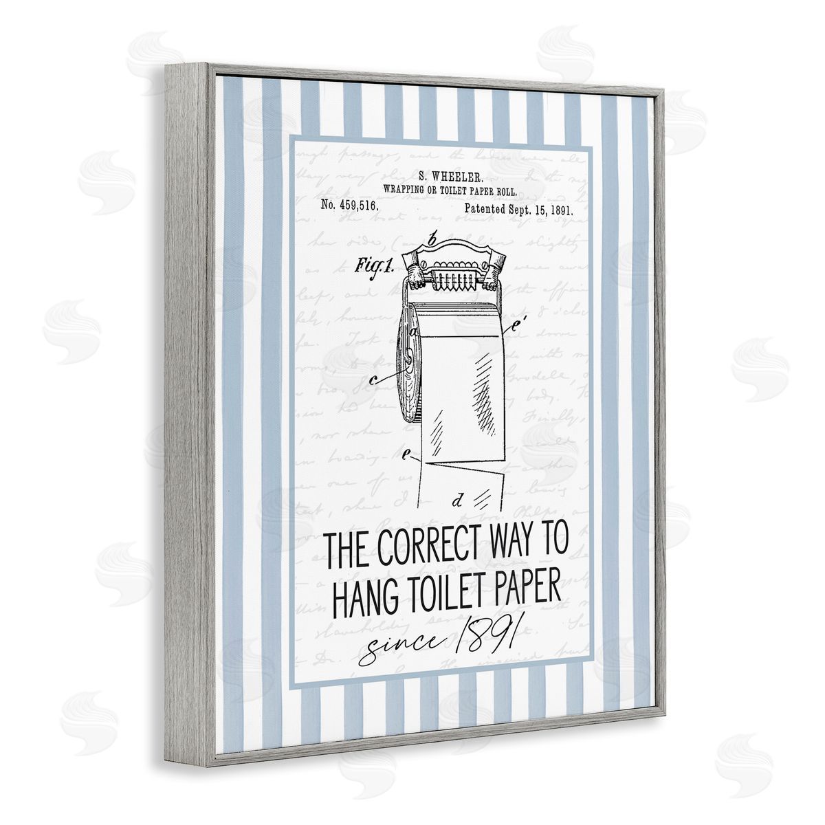 Lettered and Lined Correct Way Toilet Paper Canvas Wall Art Print