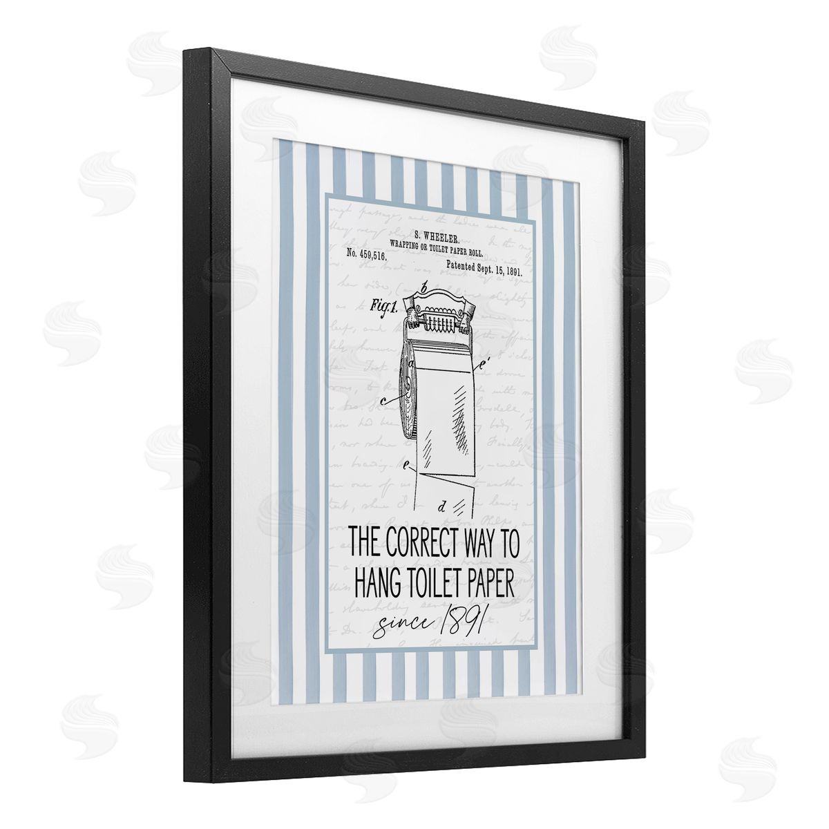 Lettered and Lined Correct Way Toilet Paper Canvas Wall Art Print