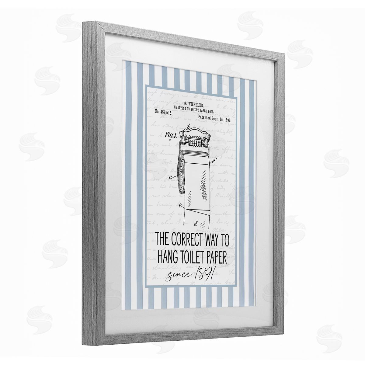 Lettered and Lined Correct Way Toilet Paper Canvas Wall Art Print