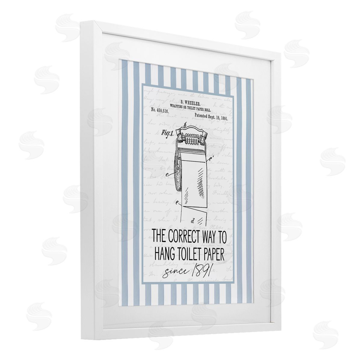 Lettered and Lined Correct Way Toilet Paper Canvas Wall Art Print