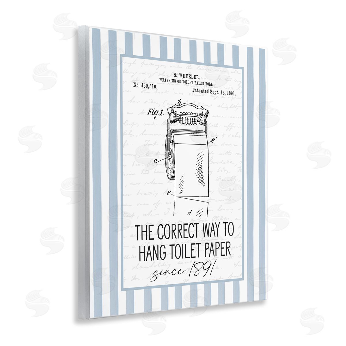 Lettered and Lined Correct Way Toilet Paper Canvas Wall Art Print