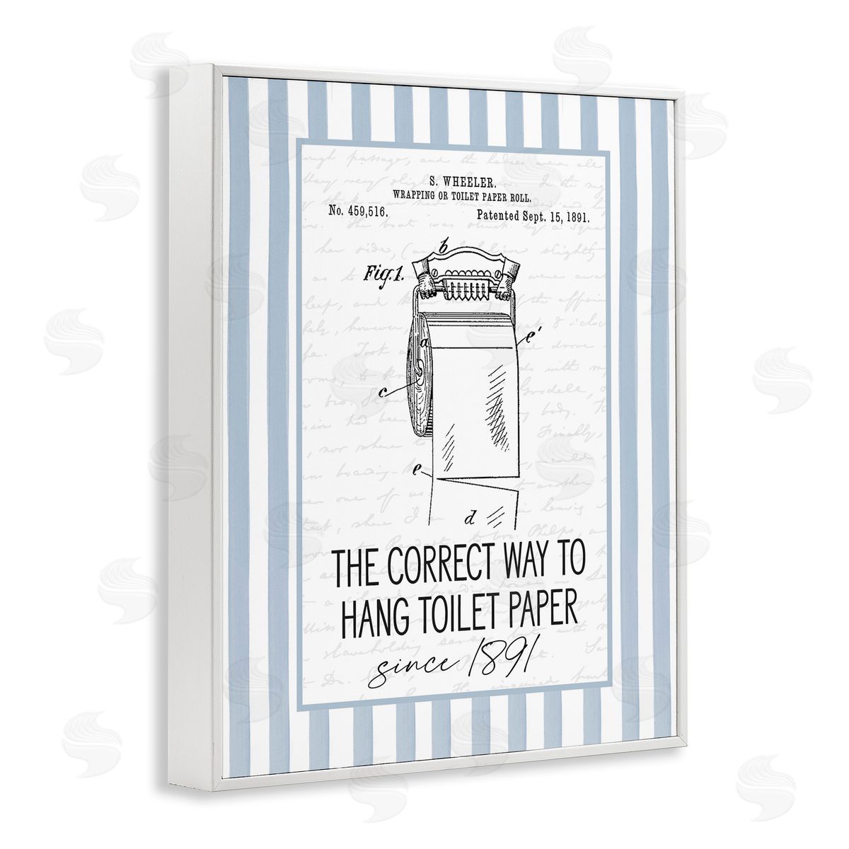 Lettered and Lined Correct Way Toilet Paper Canvas Wall Art Print
