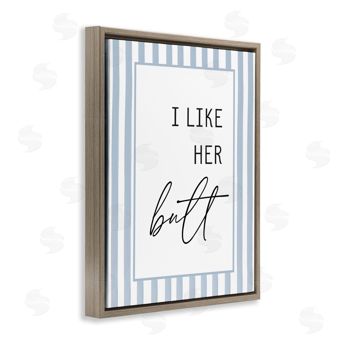 Lettered and Lined I Like Her Butt Stripes Canvas Wall Art Print
