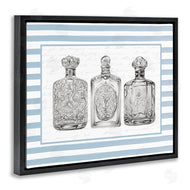 Lettered and Lined | Ornate Bottles on Blue Stripes