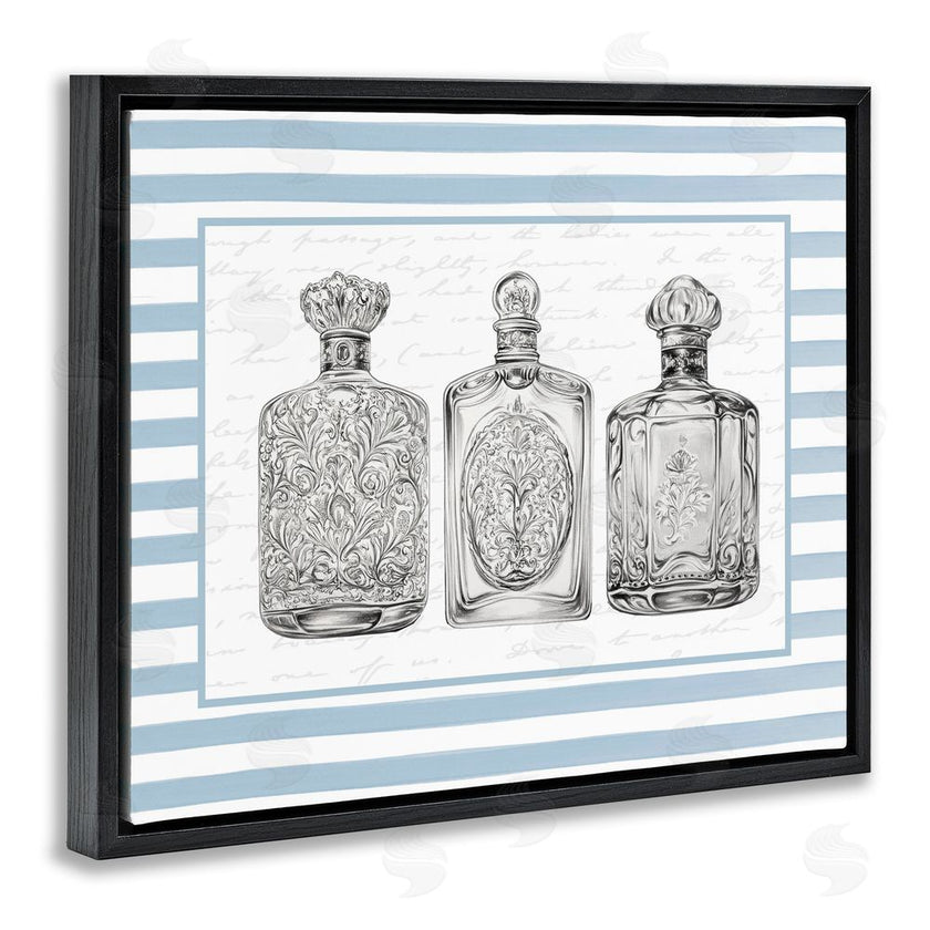 Lettered and Lined | Ornate Bottles on Blue Stripes