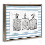 Lettered and Lined | Ornate Bottles on Blue Stripes