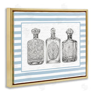 Lettered and Lined | Ornate Bottles on Blue Stripes