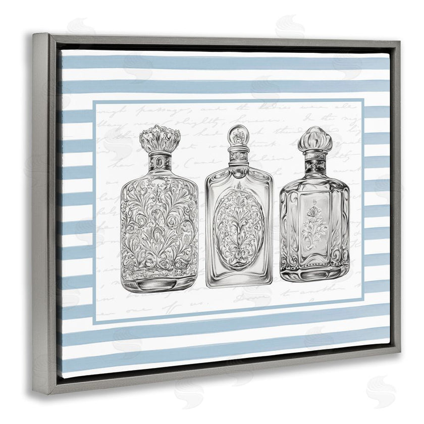 Lettered and Lined | Ornate Bottles on Blue Stripes