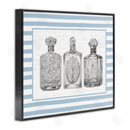 Lettered and Lined | Ornate Bottles on Blue Stripes