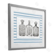 Lettered and Lined | Ornate Bottles on Blue Stripes