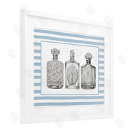 Lettered and Lined | Ornate Bottles on Blue Stripes