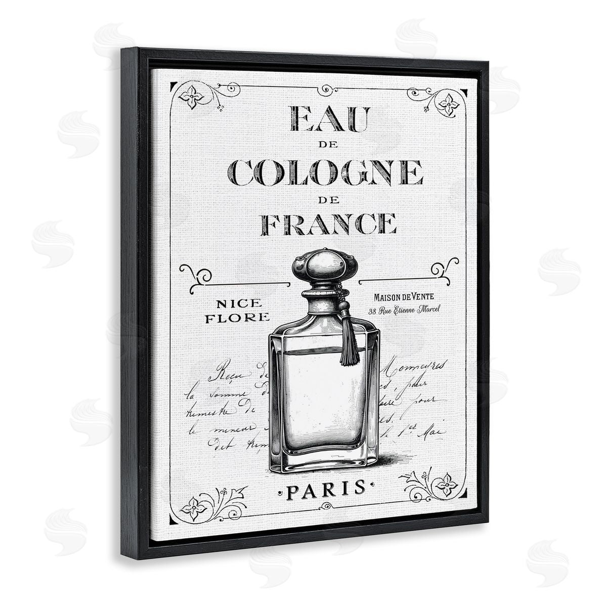 Lettered and Lined Vintage French Cologne Canvas Wall Art Print