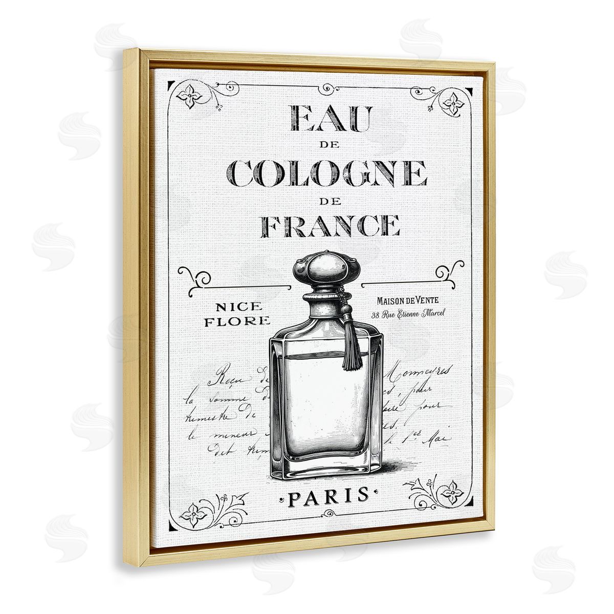 Lettered and Lined Vintage French Cologne Canvas Wall Art Print