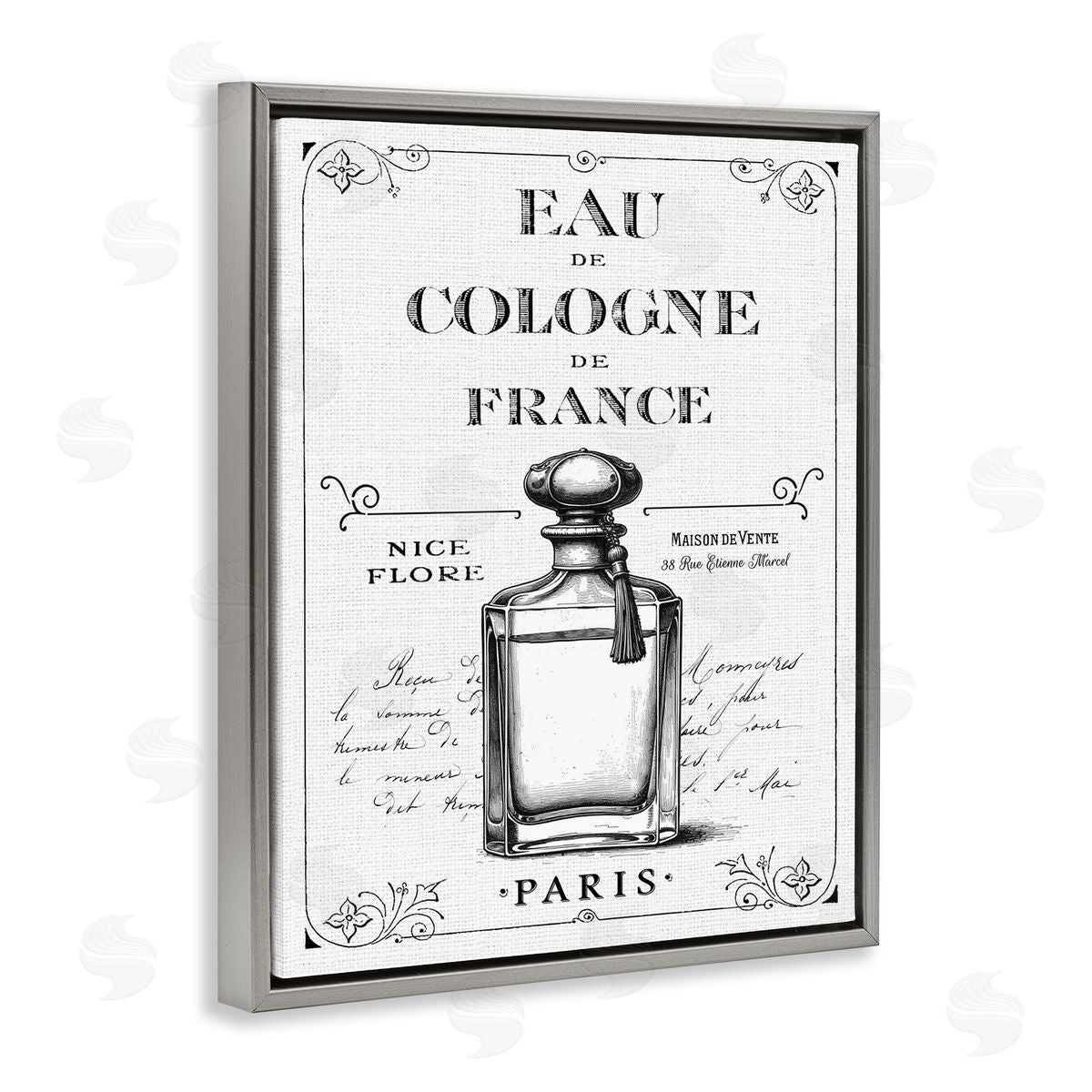 Lettered and Lined Vintage French Cologne Canvas Wall Art Print