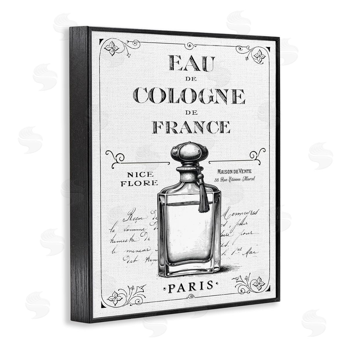 Lettered and Lined Vintage French Cologne Canvas Wall Art Print