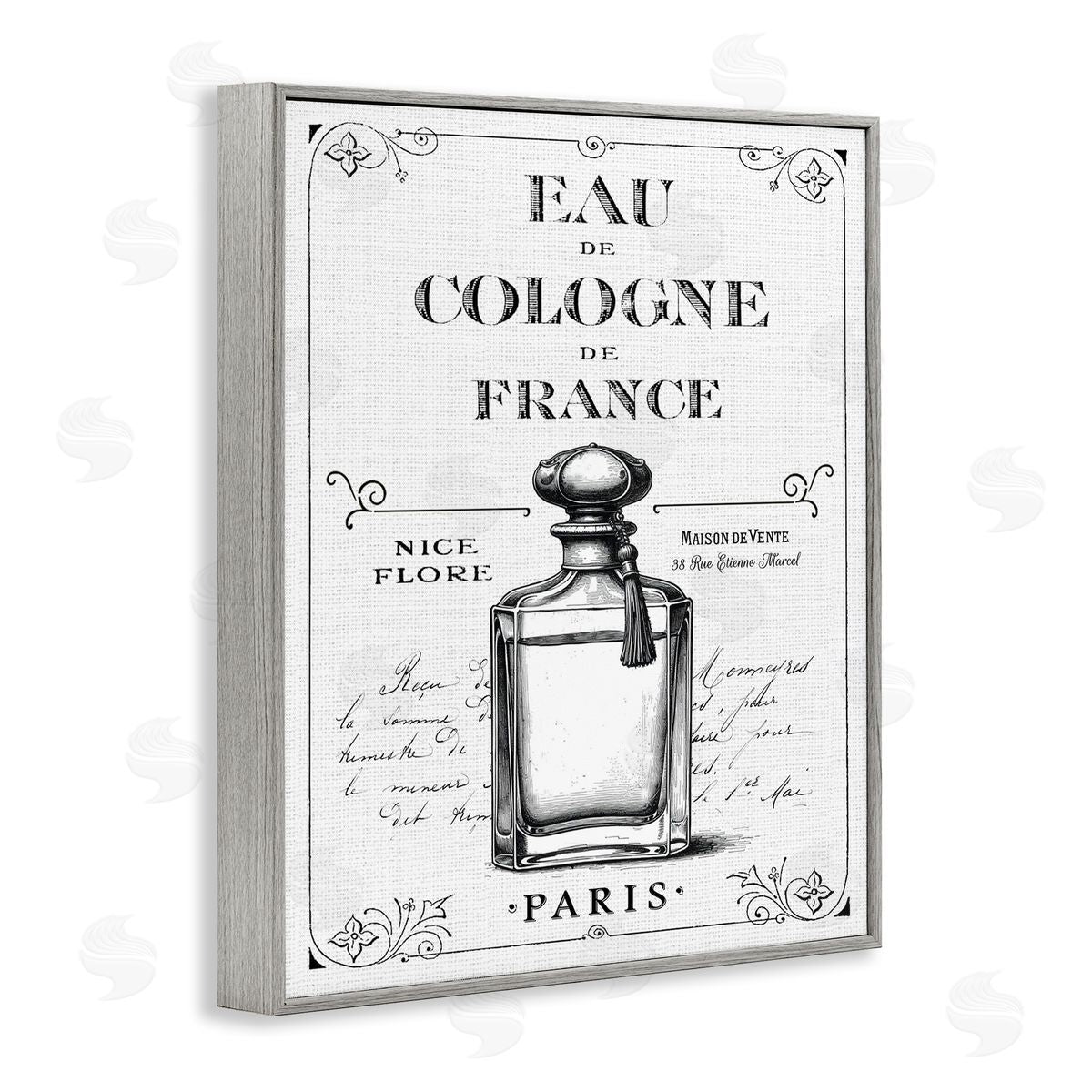 Lettered and Lined Vintage French Cologne Canvas Wall Art Print