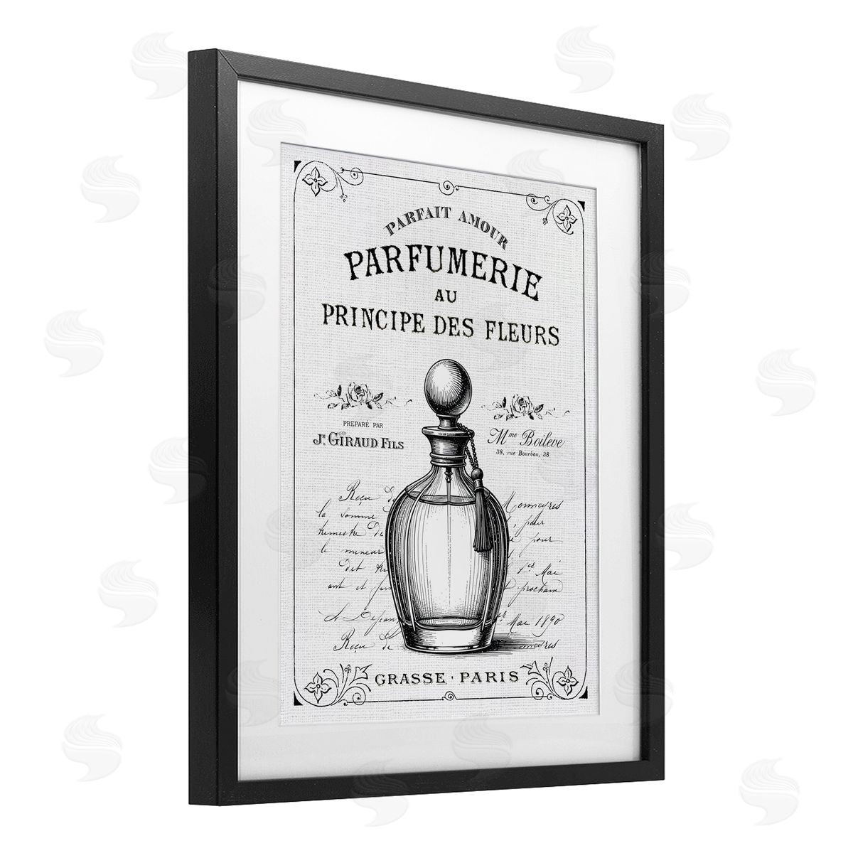 Lettered and Lined Vintage French Perfume Canvas Wall Art Print