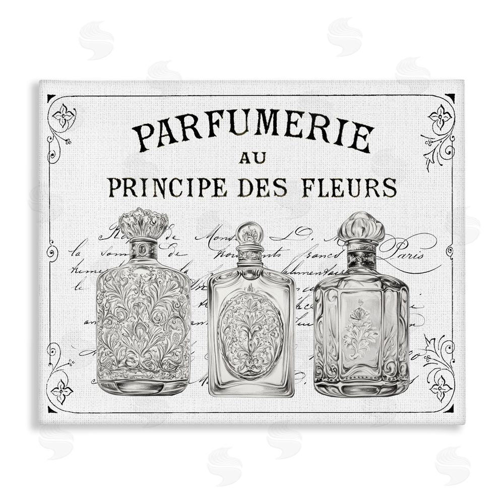 Lettered and Lined Vintage French Perfumery Canvas Wall Art Print