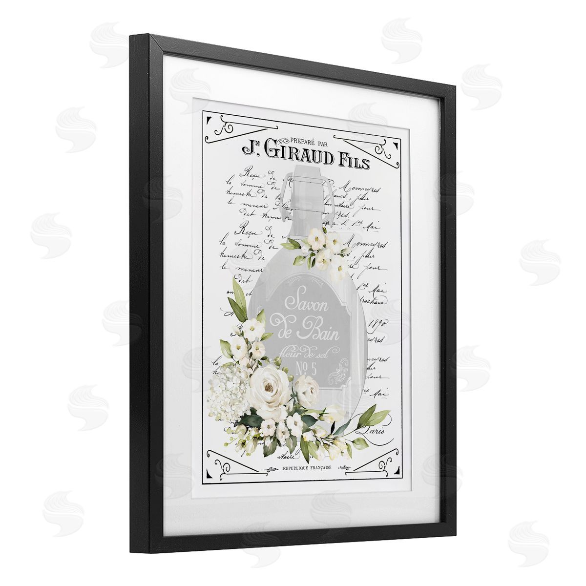 Lettered and Lined French White Bath Soap Canvas Wall Art Print