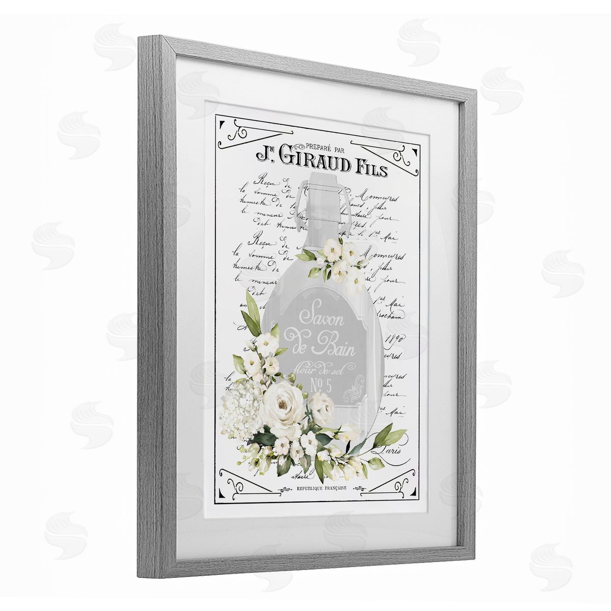 Lettered and Lined French White Bath Soap Canvas Wall Art Print