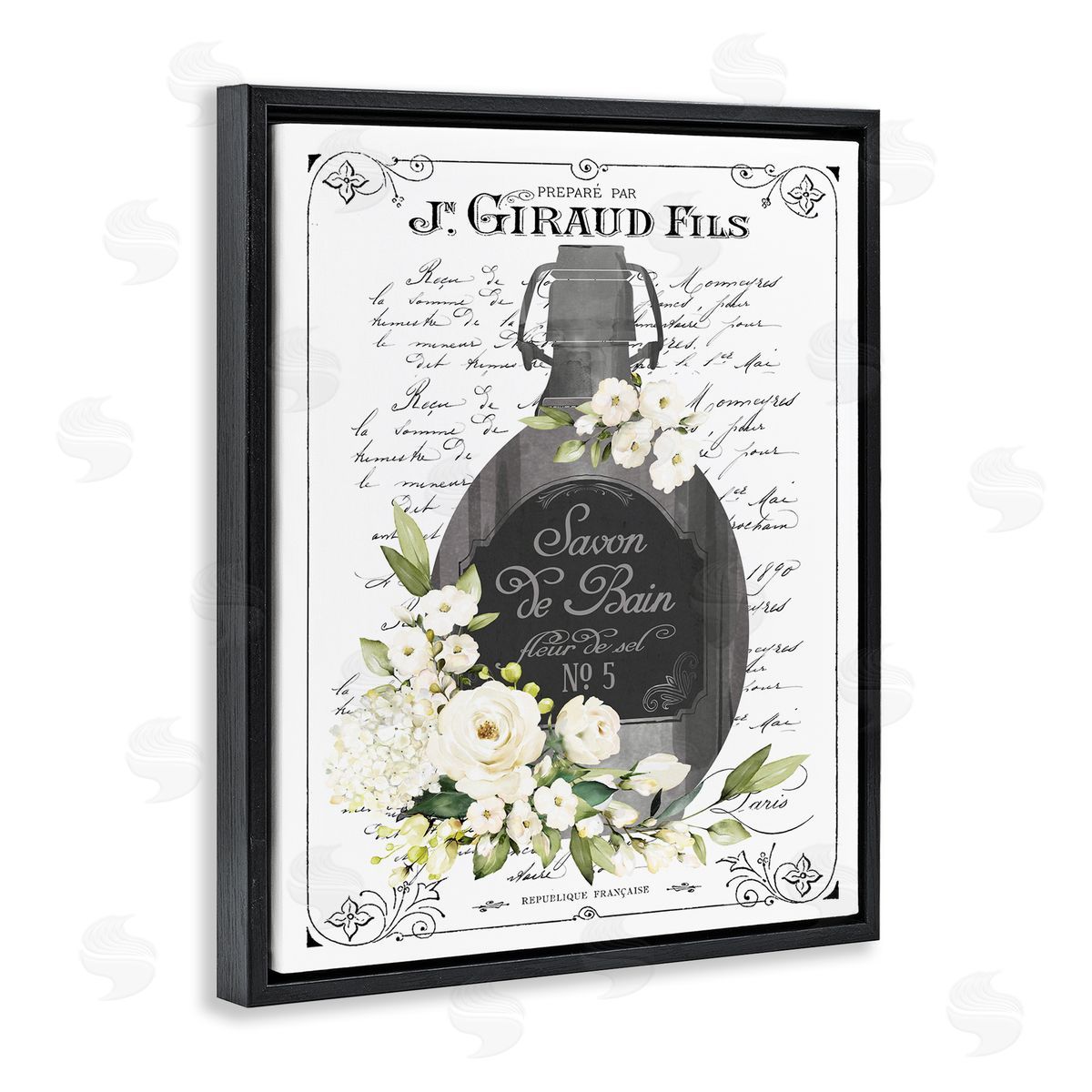 Lettered and Lined Vintage French Bath Soap Canvas Wall Art Print