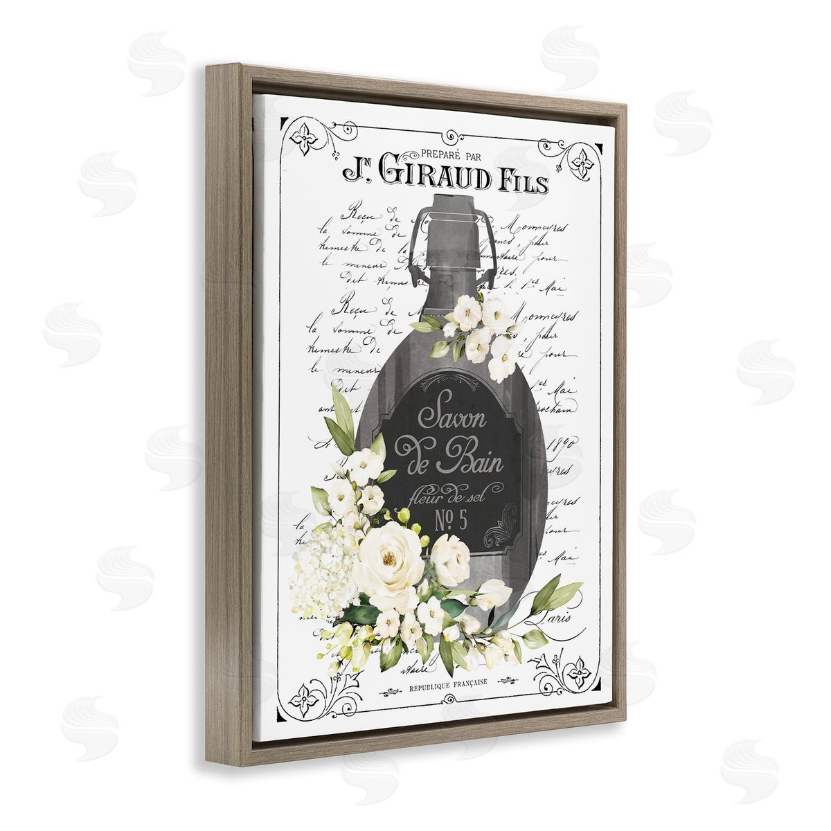 Lettered and Lined Vintage French Bath Soap Canvas Wall Art Print