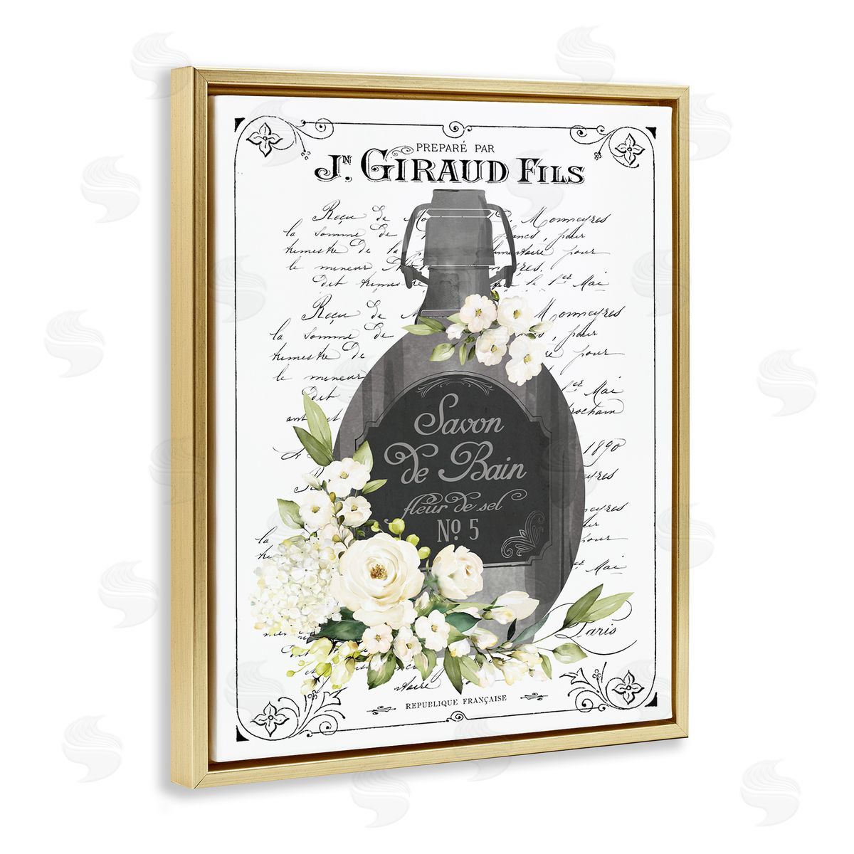 Lettered and Lined Vintage French Bath Soap Canvas Wall Art Print