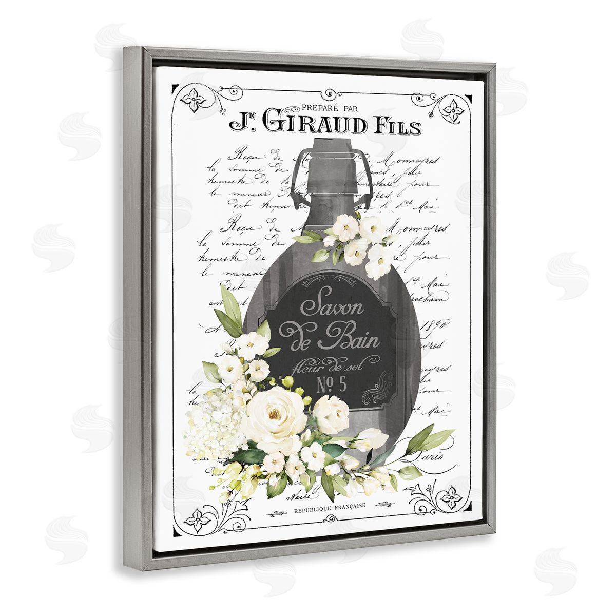 Lettered and Lined Vintage French Bath Soap Canvas Wall Art Print