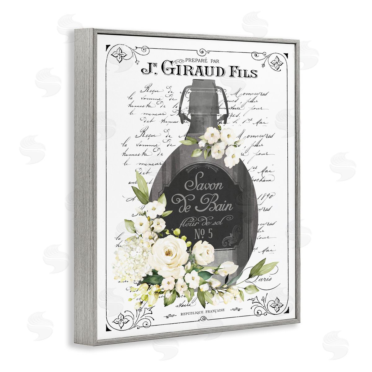 Lettered and Lined Vintage French Bath Soap Canvas Wall Art Print