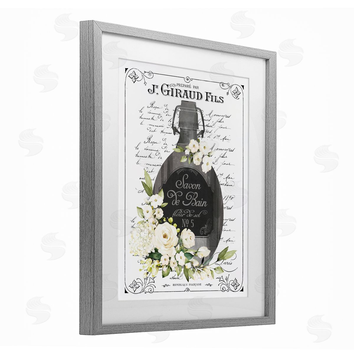 Lettered and Lined Vintage French Bath Soap Canvas Wall Art Print