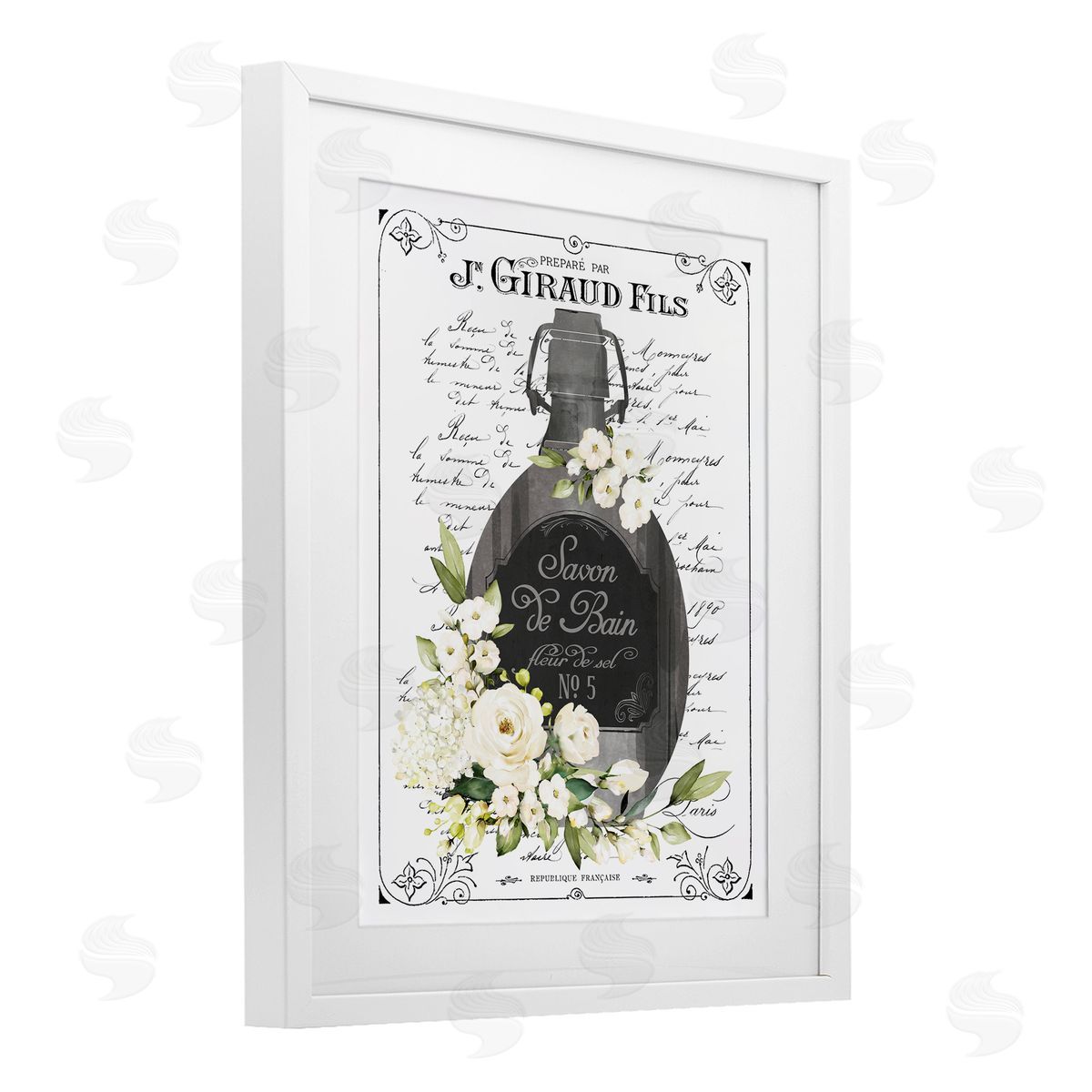 Lettered and Lined Vintage French Bath Soap Canvas Wall Art Print