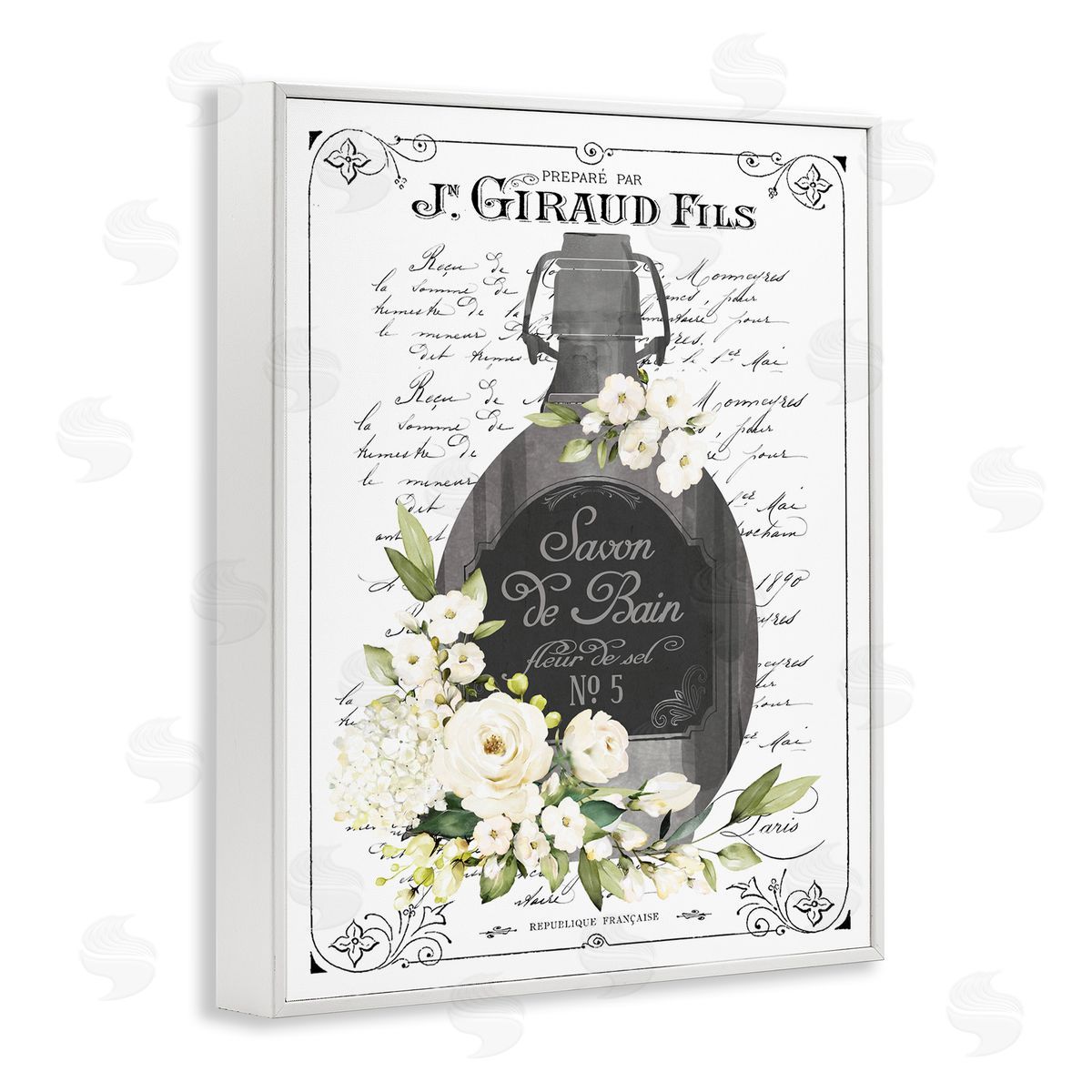 Lettered and Lined Vintage French Bath Soap Canvas Wall Art Print