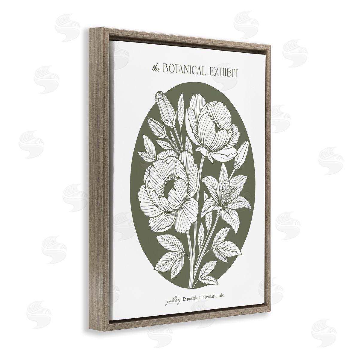 Lettered and Lined Gallery Exhibit Flowers Green Canvas Wall Art Print