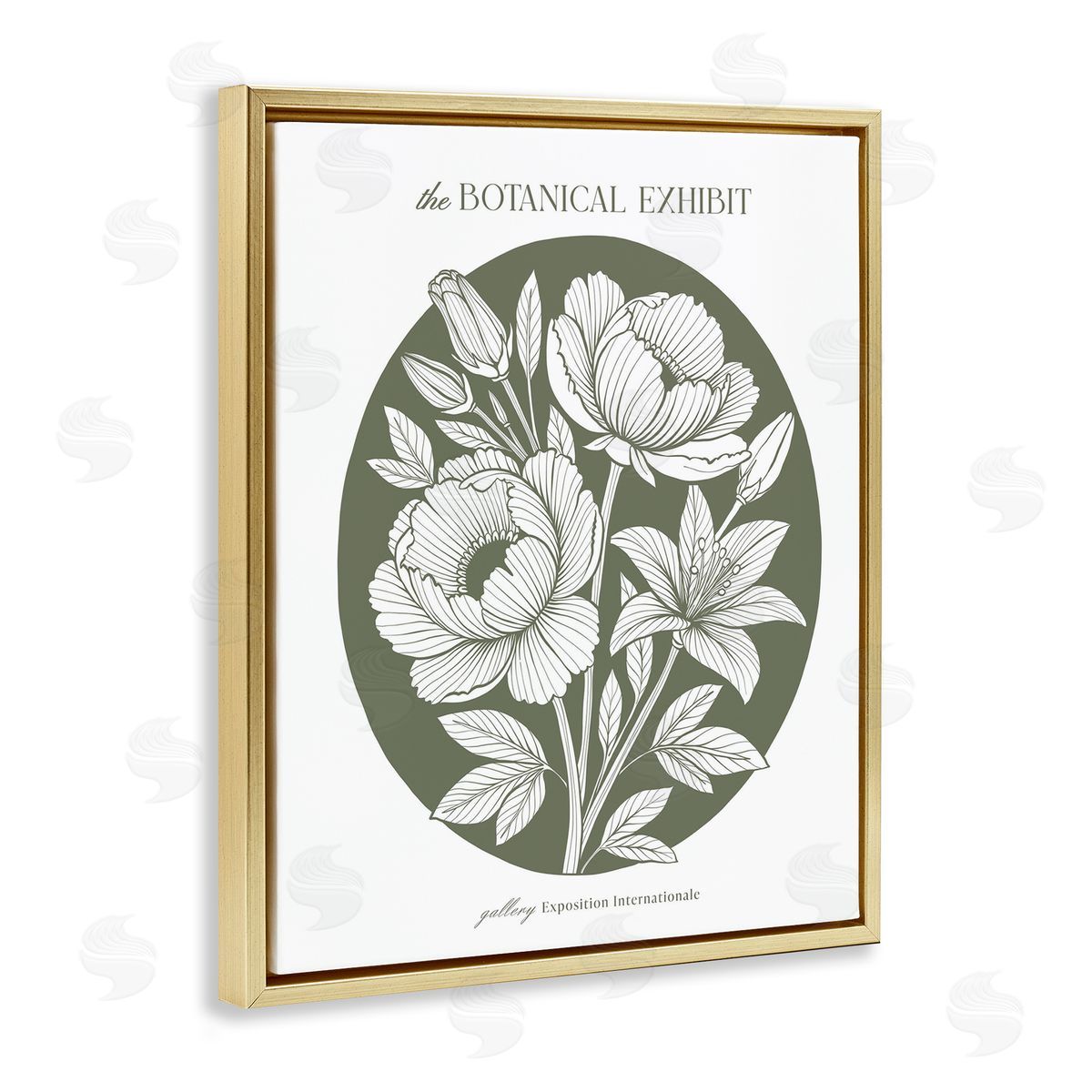 Lettered and Lined Gallery Exhibit Flowers Green Canvas Wall Art Print
