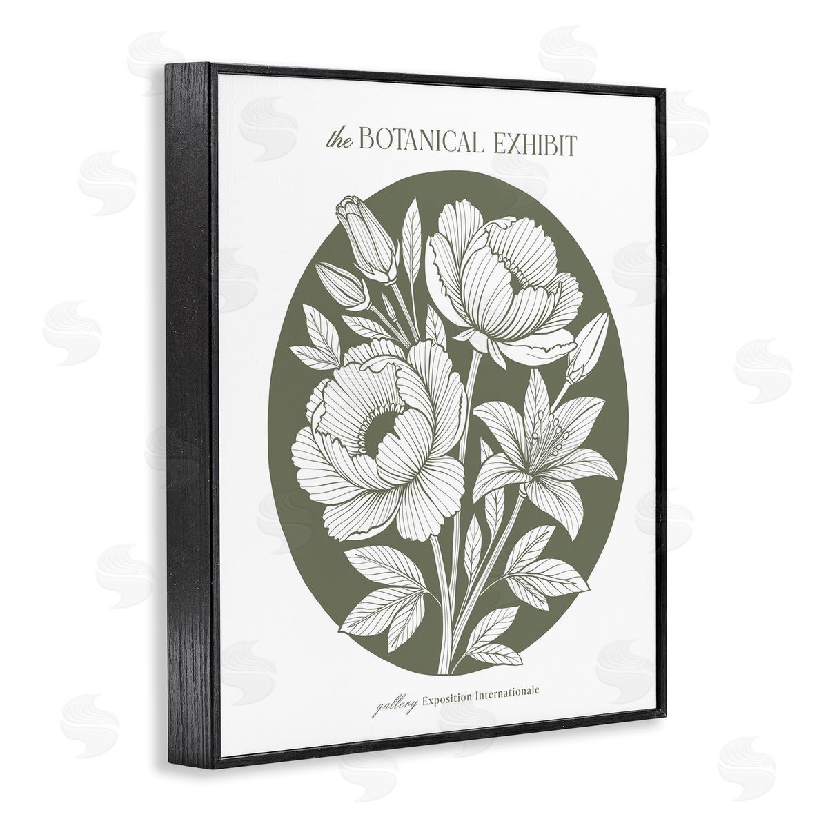 Lettered and Lined Gallery Exhibit Flowers Green Canvas Wall Art Print