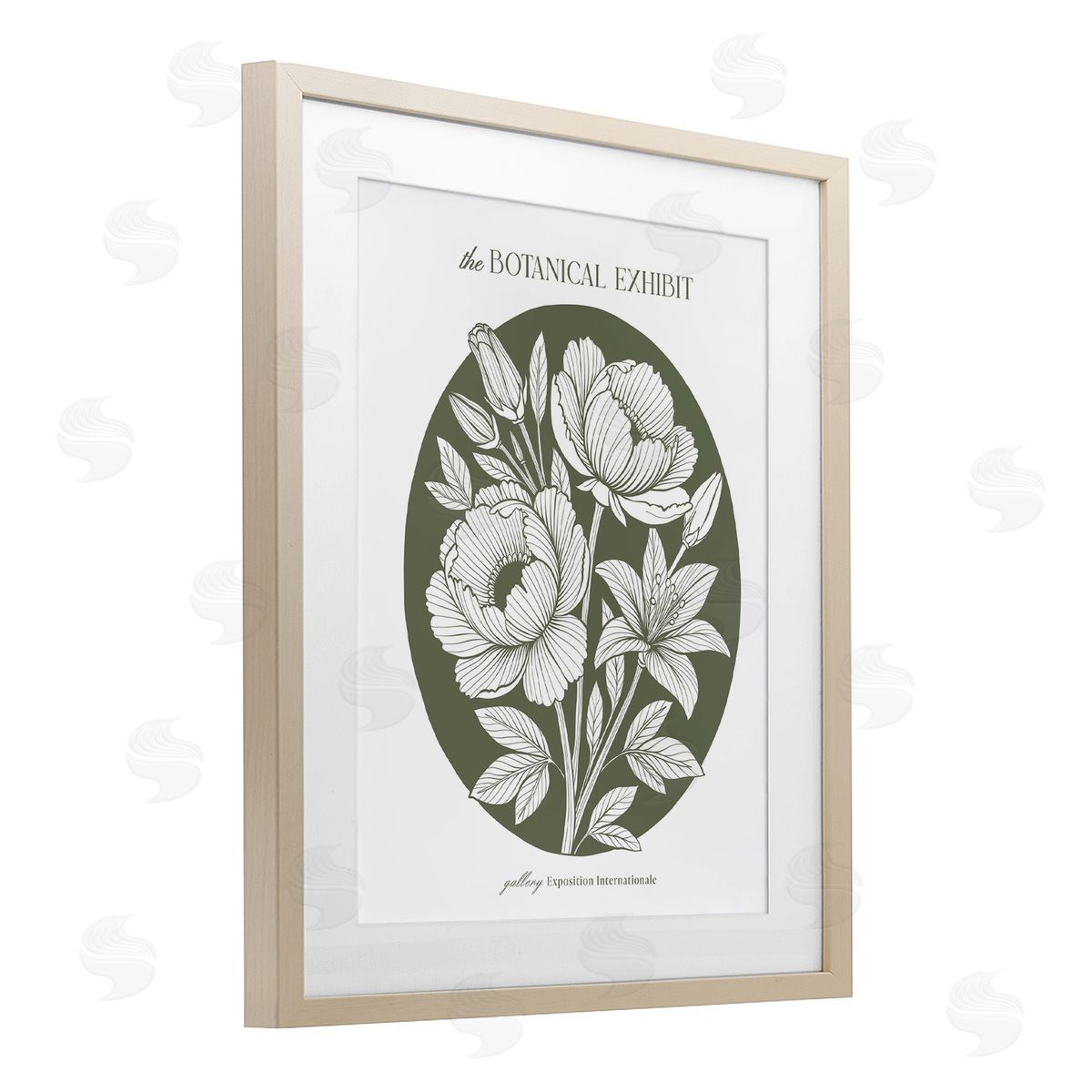 Lettered and Lined Gallery Exhibit Flowers Green Canvas Wall Art Print