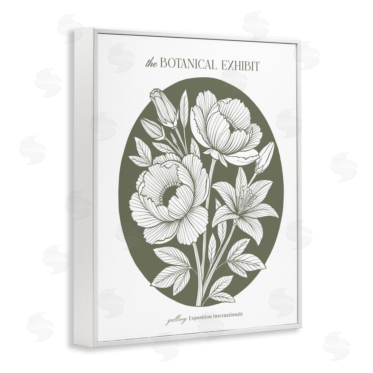 Lettered and Lined Gallery Exhibit Flowers Green Canvas Wall Art Print