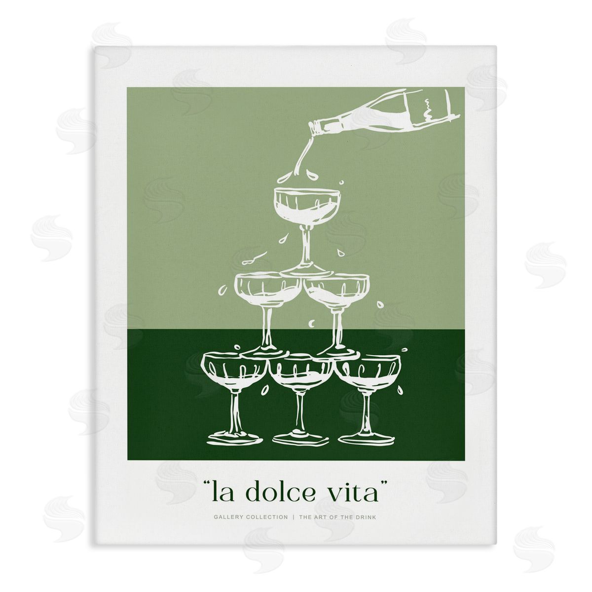 Lettered and Lined Green Champagne Tower Canvas Wall Art Print