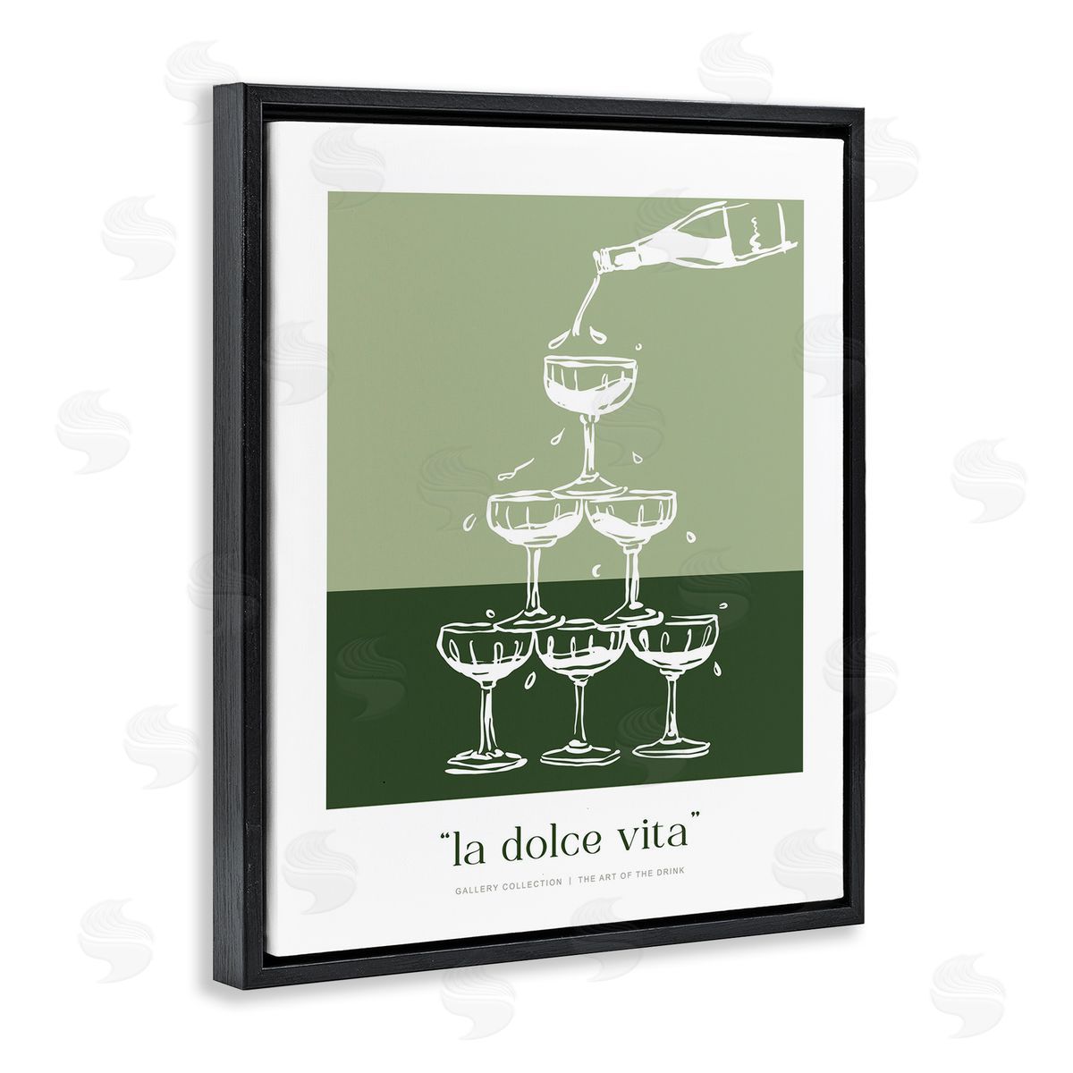 Lettered and Lined Green Champagne Tower Canvas Wall Art Print